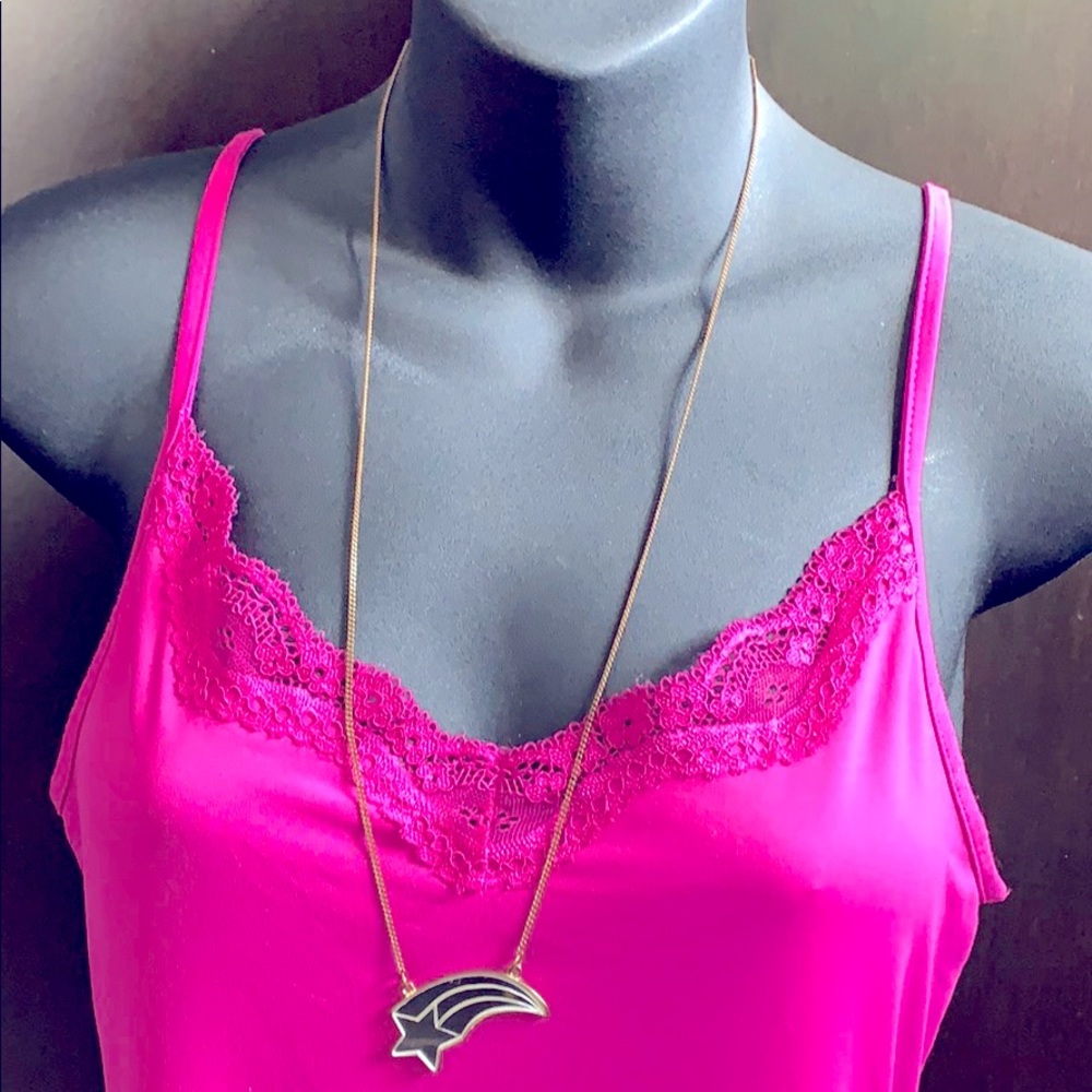 Shooting star mirror long chain necklace